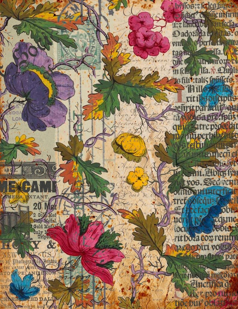 flowers, junk journal, scrapbook, pattern, leaves, branch, decoupage, vintage, nature, beautiful flowers, craft, beautiful wallpaper, background, paper, scrapbooking, flower wallpaper, retro, antique, template, journal, flower background, iphone wallpaper